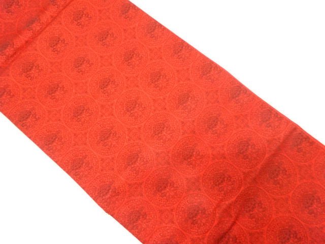 アンティーク　丸紋に草花模様織り出し袋帯（着用可）